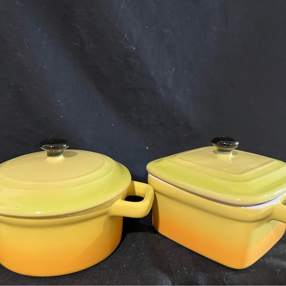 Yellow and Orange Ceramic Cookware Set, mini casserole